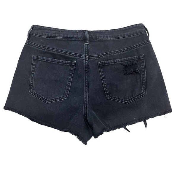 PacSun Distressed High Waisted Denim Festival 2” Cut Off Jean Shorts Black Sz 29 - Picture 5 of 9
